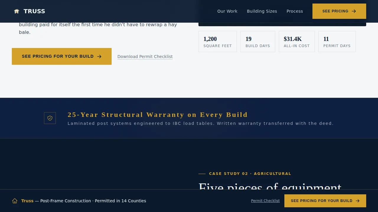 Framework — Durable Post-Frame Builder Landing Page Template