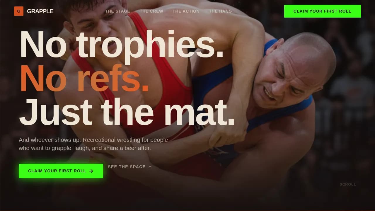 Arena — Immersive Wrestling Experience Landing Page Template