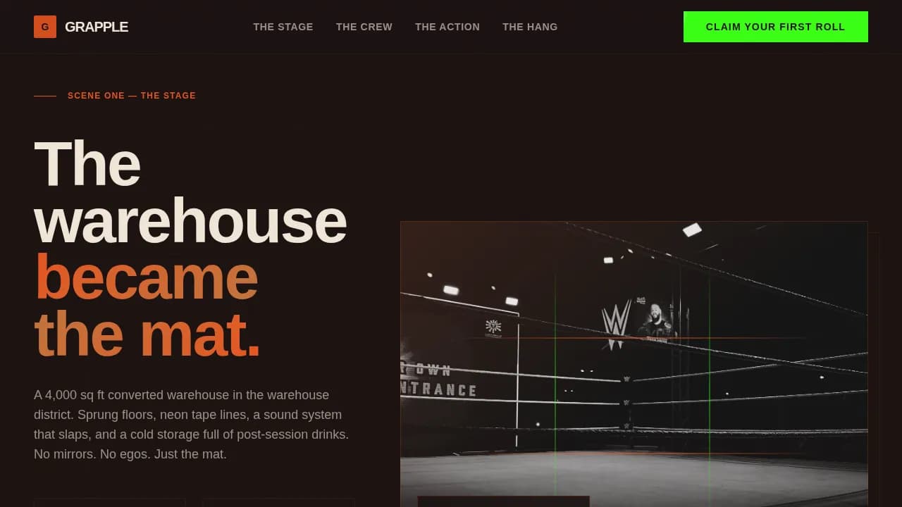 Arena — Immersive Wrestling Experience Landing Page Template