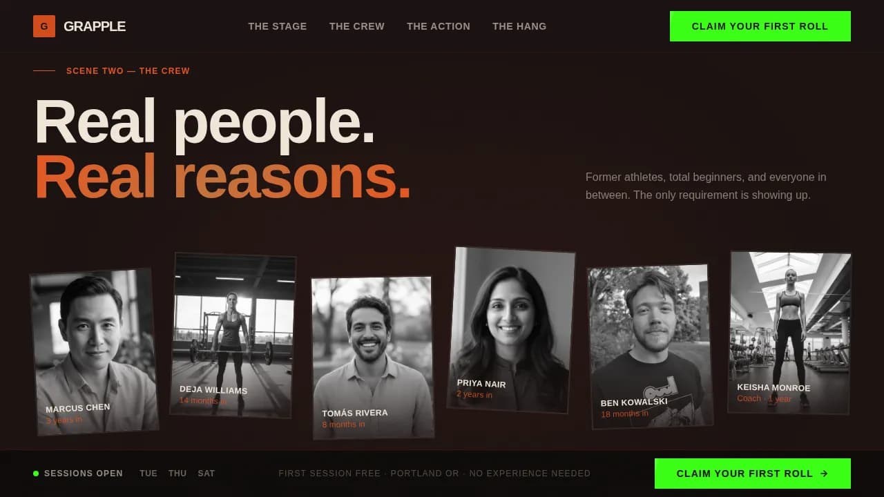 Arena — Immersive Wrestling Experience Landing Page Template