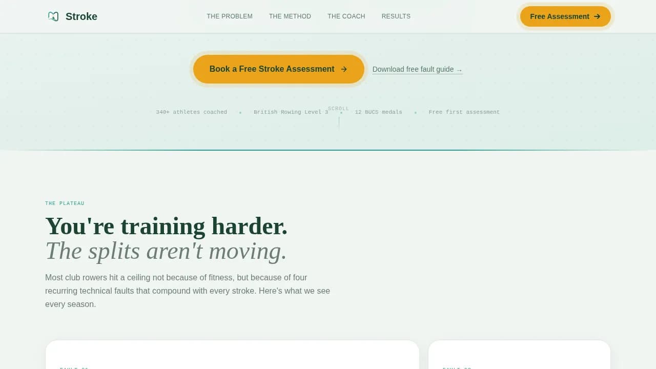Momentum — Elite Rowing Training Landing Page Template