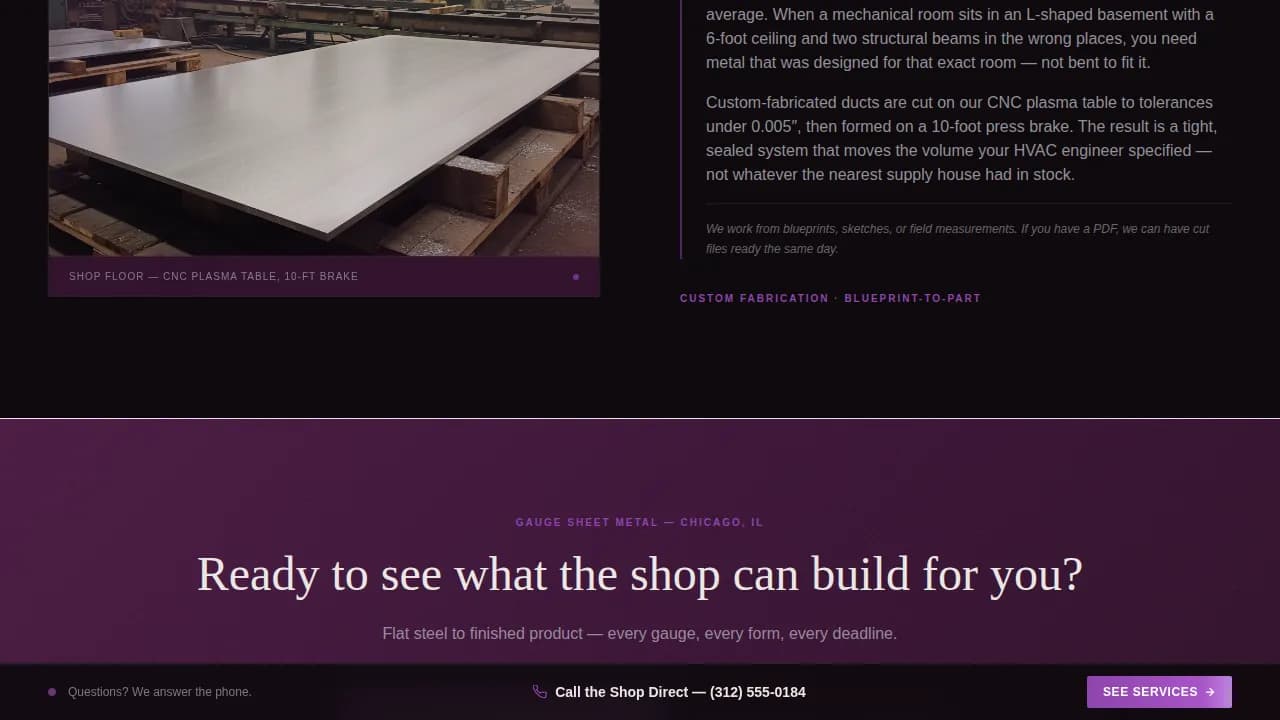 Calibrate — Expert Metal Fabrication Landing Page Template