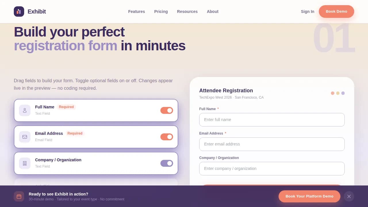Connect — Frictionless Tradeshow Platform Landing Page Template