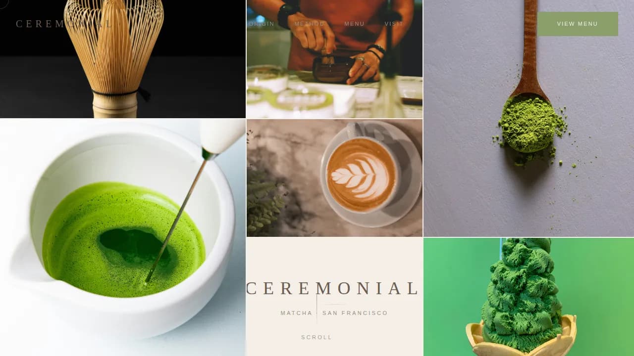 Ceremonial — Premium Matcha Café Landing Page Template