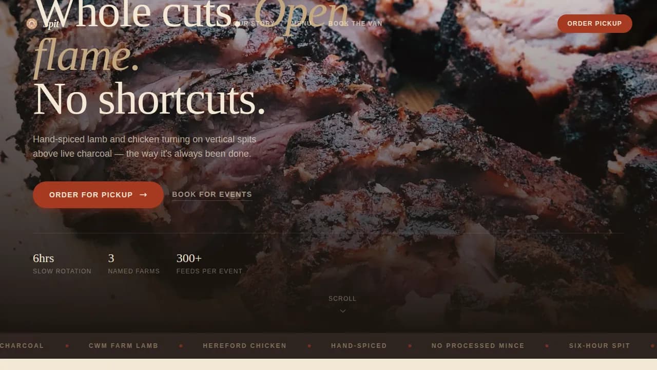 Rotisserie — Premium Charcoal Kebab Landing Page Template