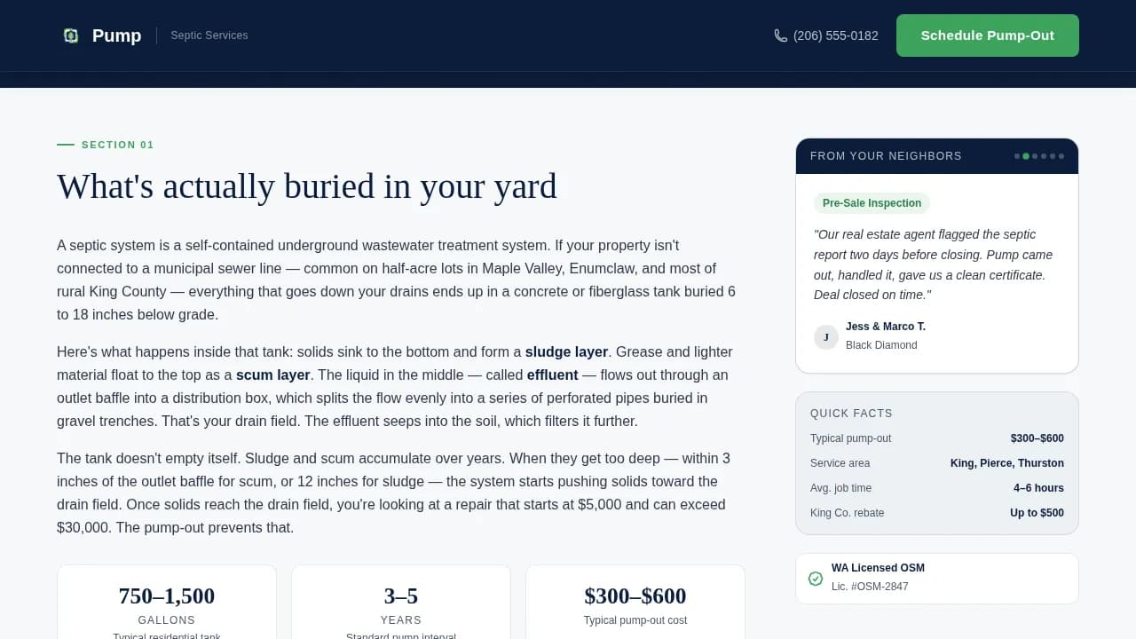 Maintain — Reliable Septic Service Landing Page Template
