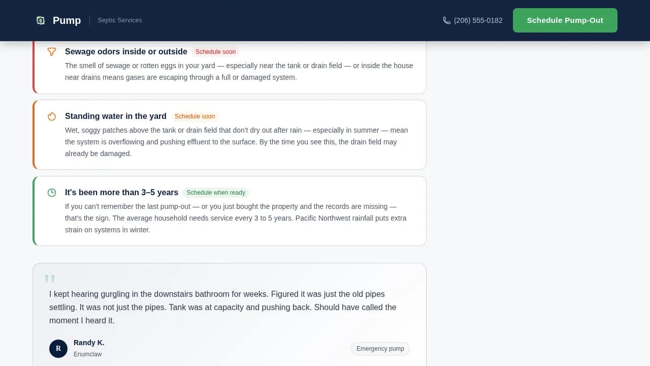Maintain — Reliable Septic Service Landing Page Template
