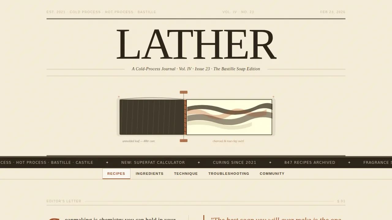 Lather — Authoritative Artisan Skincare Landing Page Template