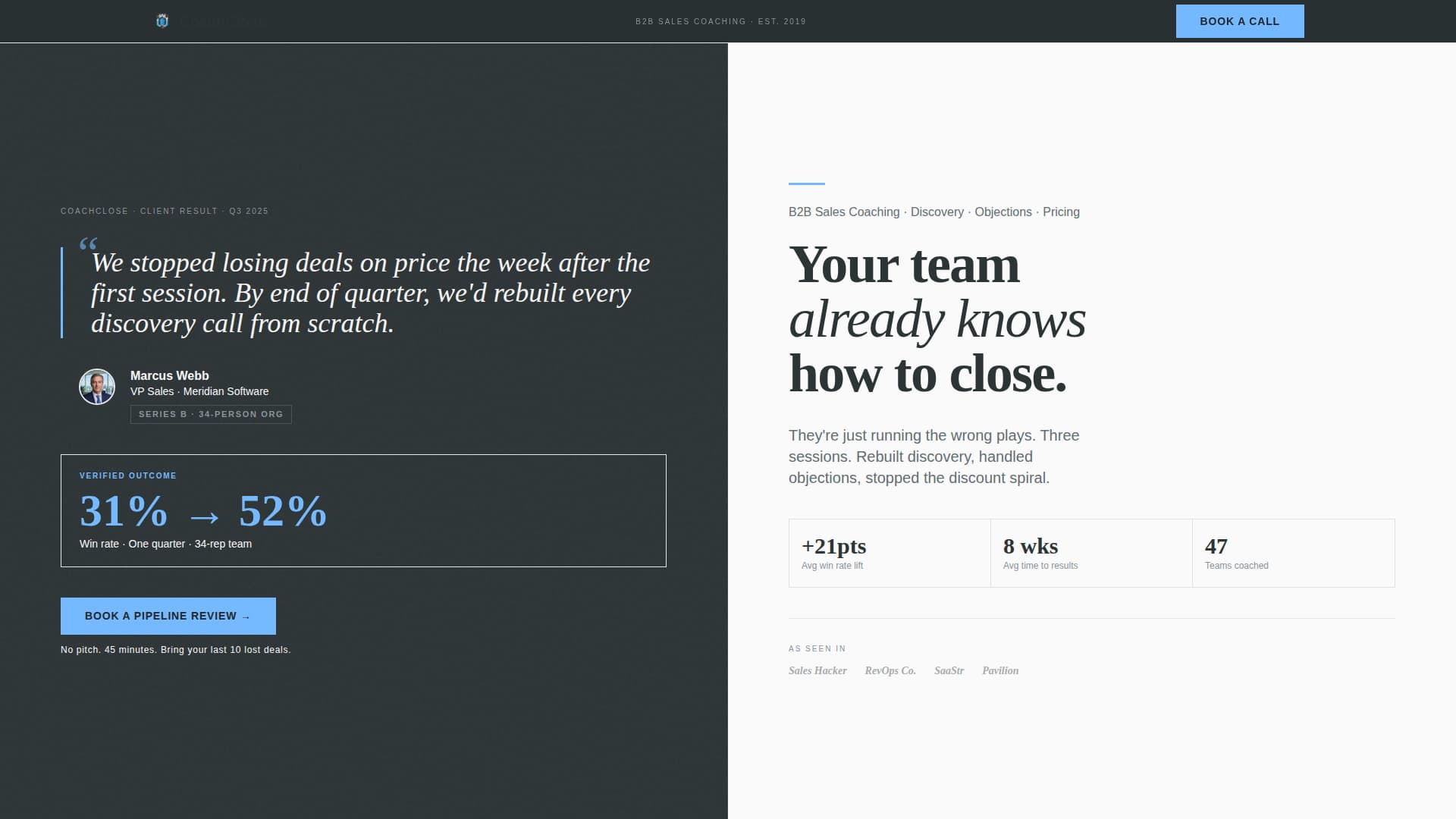 Close - Proven Salescoaching Landing Page Template