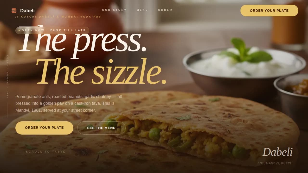 Dabeli — Premier Gourmet Street Food Landing Page Template
