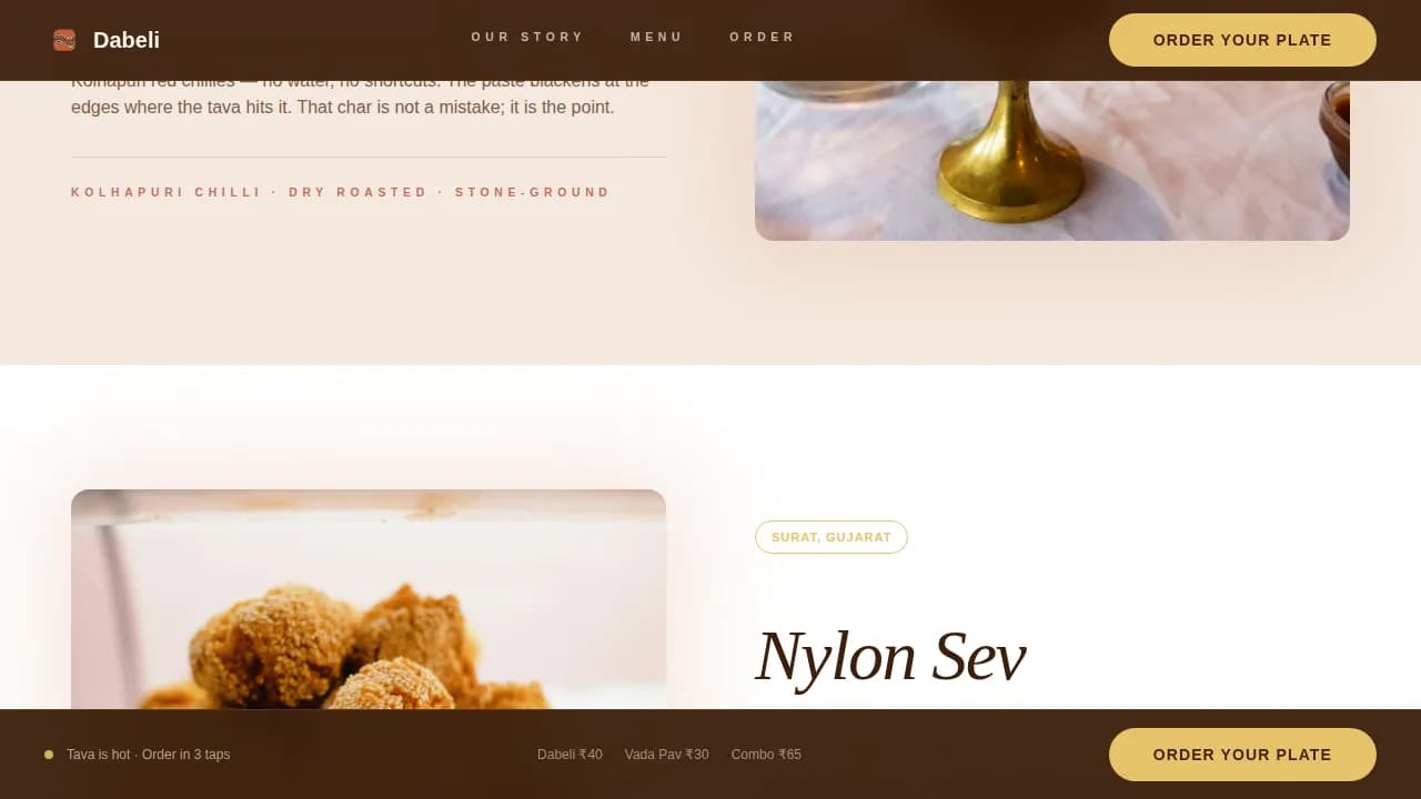 Dabeli — Premier Gourmet Street Food Landing Page Template