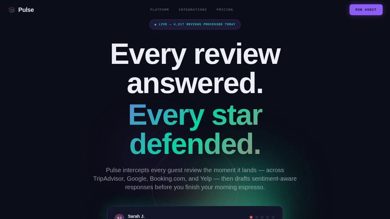 Pulse — Intelligent Hospitality Sentiment Landing Page Template