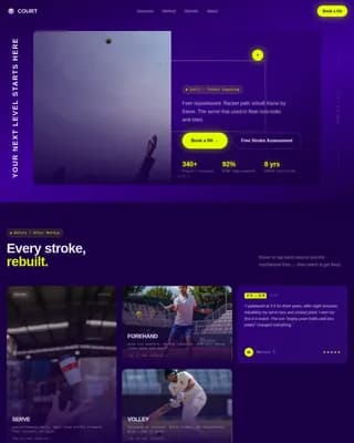 Volley — Tennis Coaching Landing Page Template
