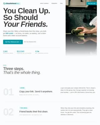Refer — Cleaning Rewards Landing Page Template