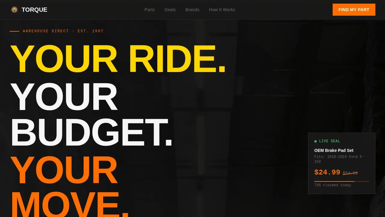 Matchmaker — Smart Auto Parts Landing Page Template