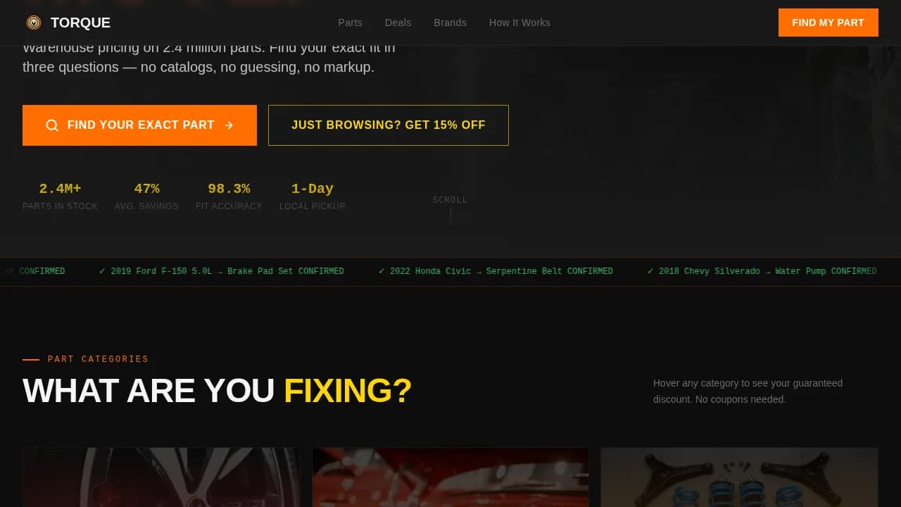 Matchmaker — Smart Auto Parts Landing Page Template