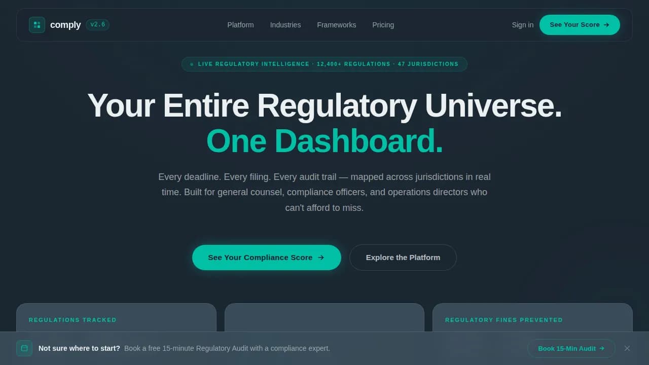 Mandate — Regulatory Governance Dashboard Landing Page Template