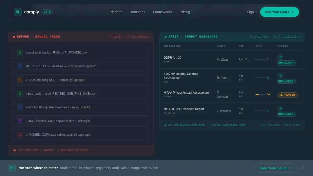 Mandate — Regulatory Governance Dashboard Landing Page Template