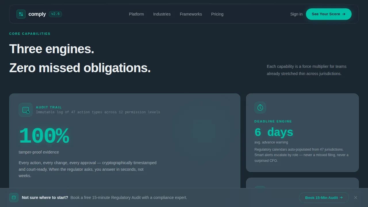 Mandate — Regulatory Governance Dashboard Landing Page Template