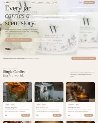 Wick — Artisan Candle Shop Landing Page Template