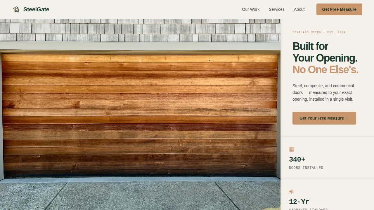Entry — Custom Garage Door Landing Page Template