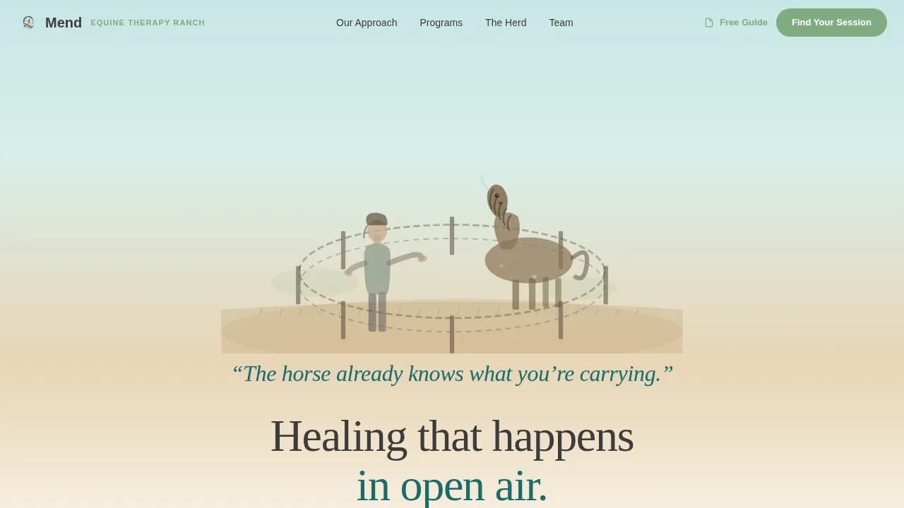 Mend — Restorative Equine Therapy Landing Page Template