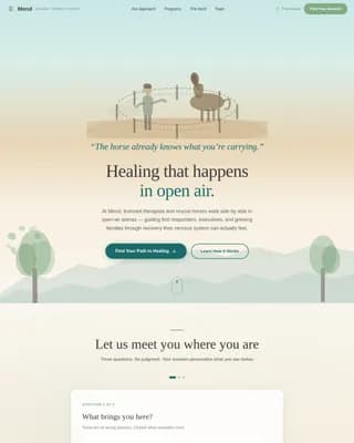 Mend — Restorative Equine Therapy Landing Page Template