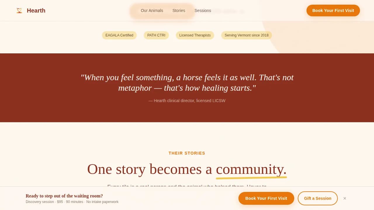 Sanctuary — Therapeutic Equine Center Landing Page Template