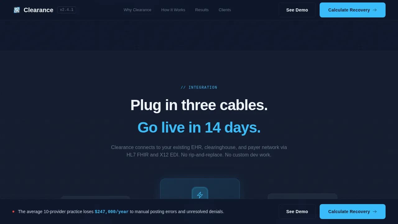 Settle — Healthcare Billing Platform Landing Page Template