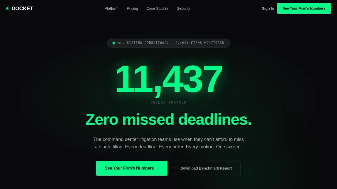 Docket — Intelligent Legal Case Management Landing Page Template