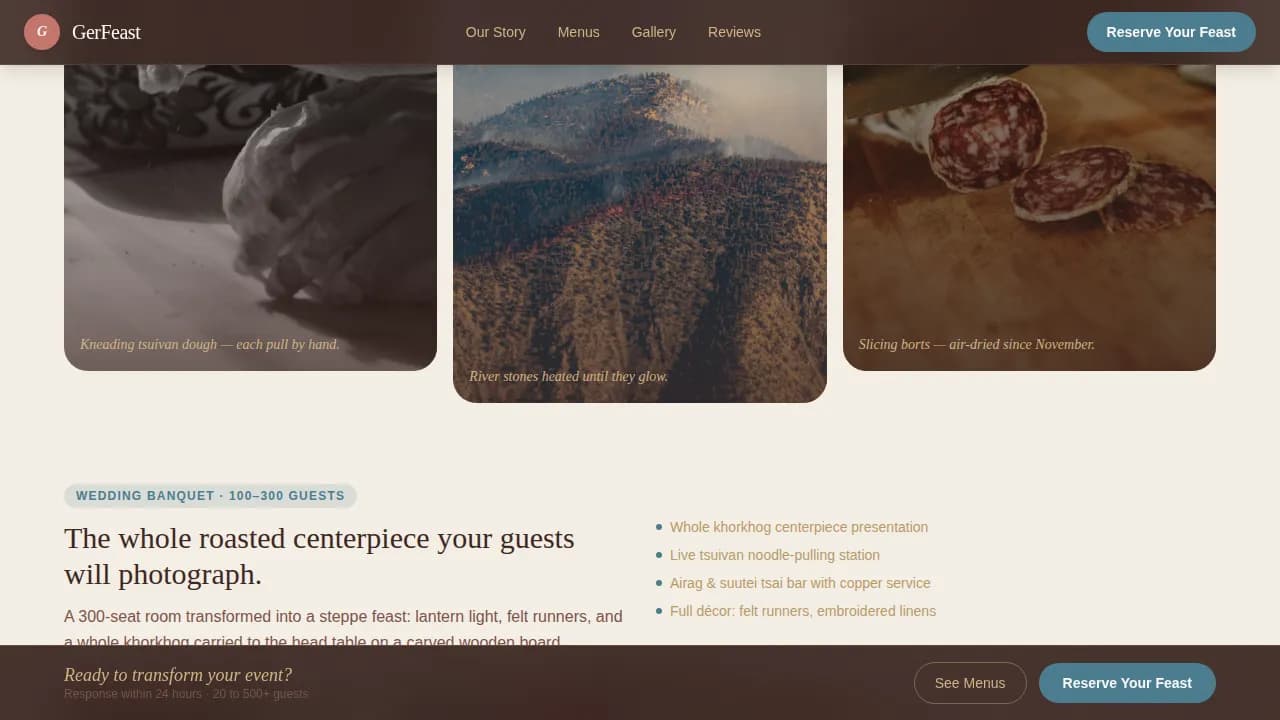 Feast — Mongolian Catering Landing Page Template