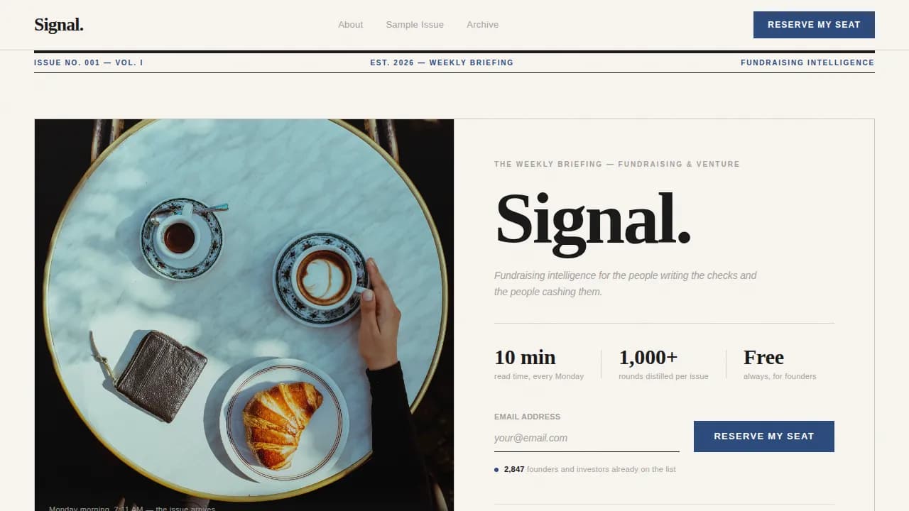 Launch — Startup Fundraising Trends Landing Page Template