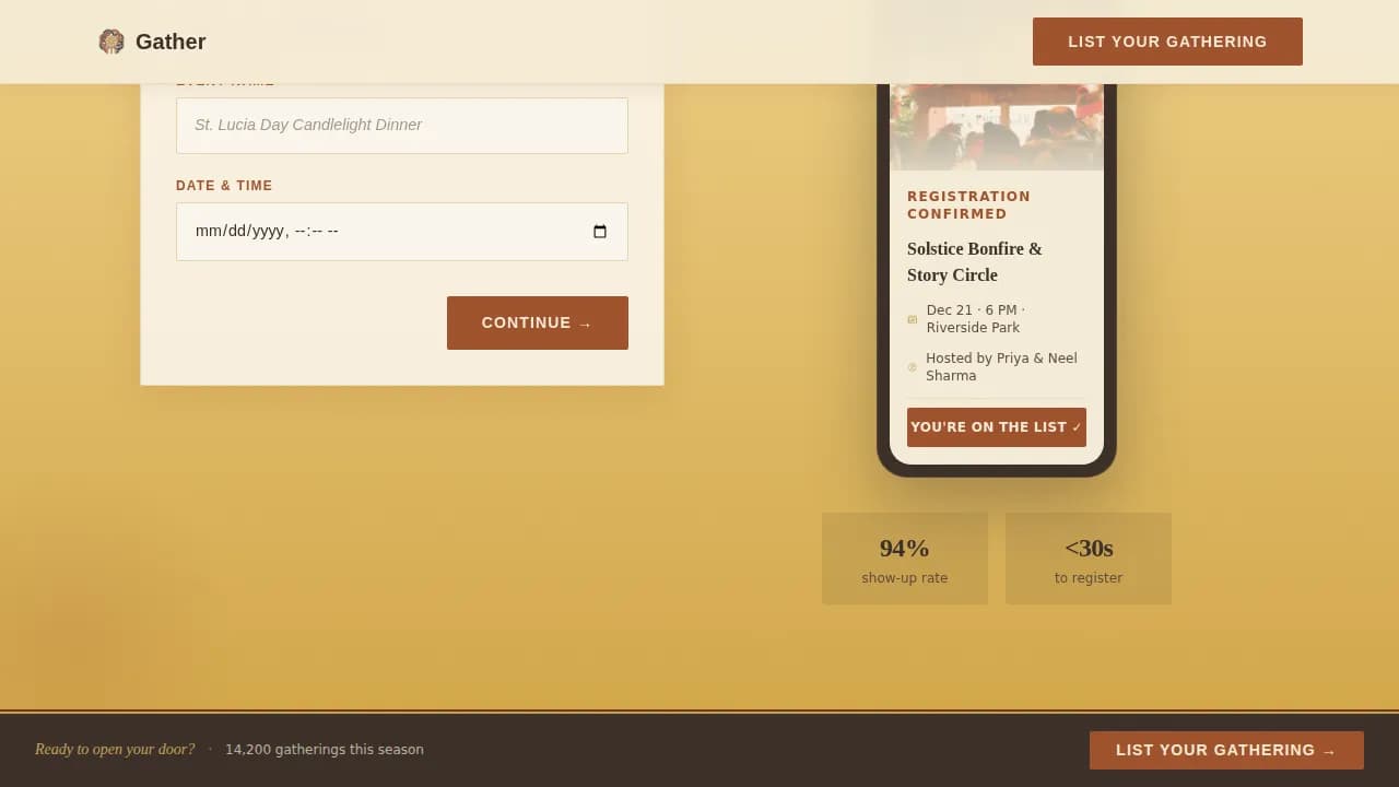 Convene — Heritage Holiday Celebration Landing Page Template