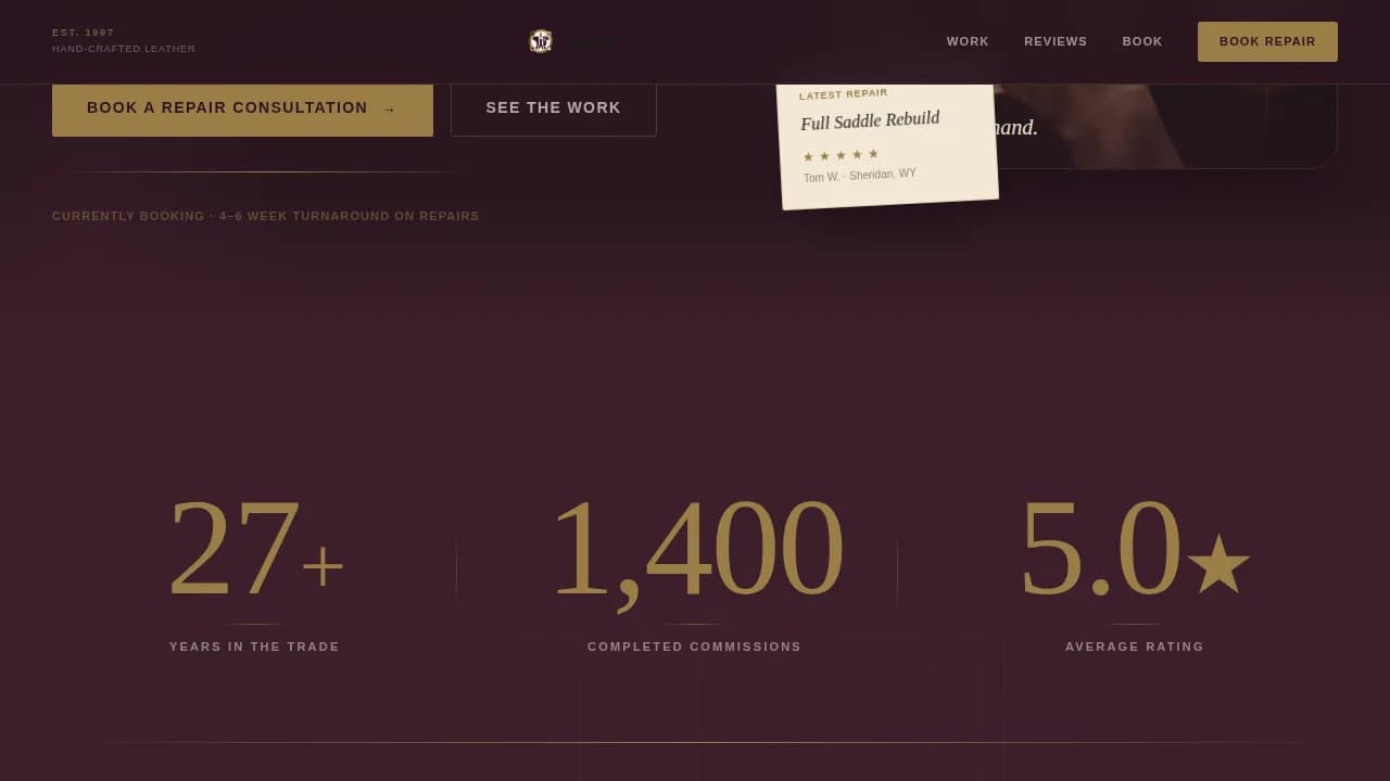 Seam — Premium Leather Restoration Landing Page Template