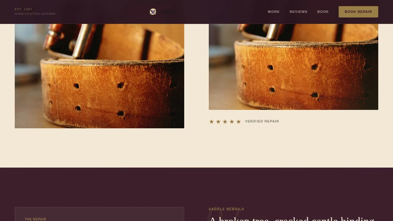 Seam — Premium Leather Restoration Landing Page Template