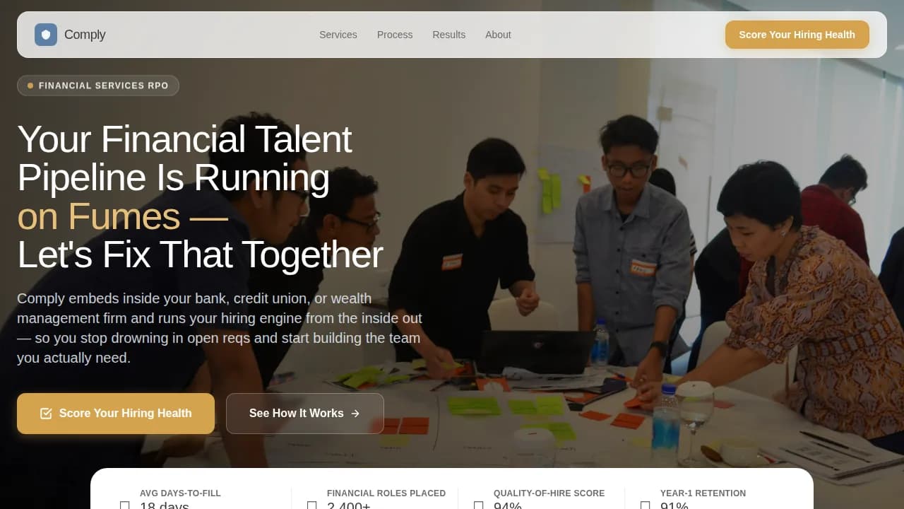 Recruit — Trusted Finance Talent Landing Page Template