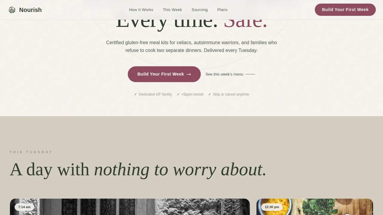 Nourish — Gluten-Free Kit Landing Page Template