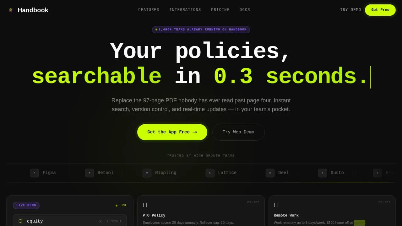 Searchable — Instant Employee Guide Landing Page Template