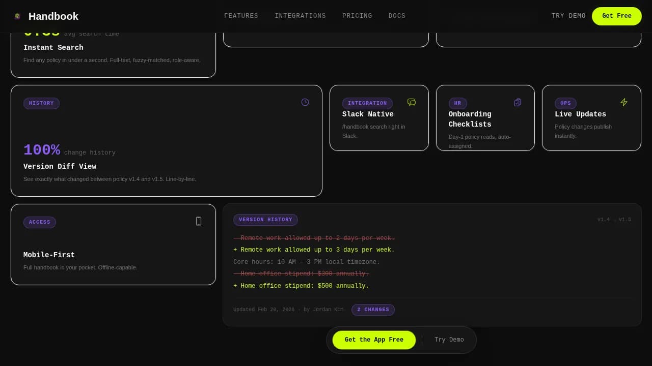 Searchable — Instant Employee Guide Landing Page Template