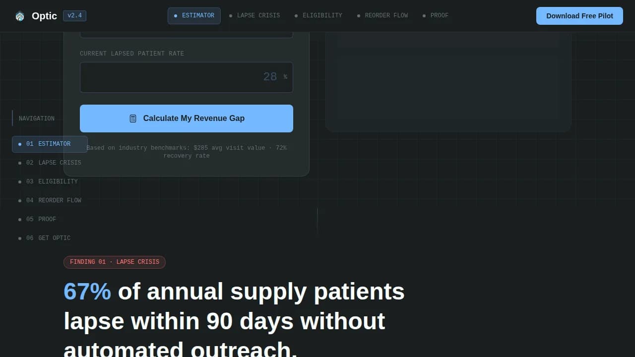 Optometry Software Cost Calculator Website Template