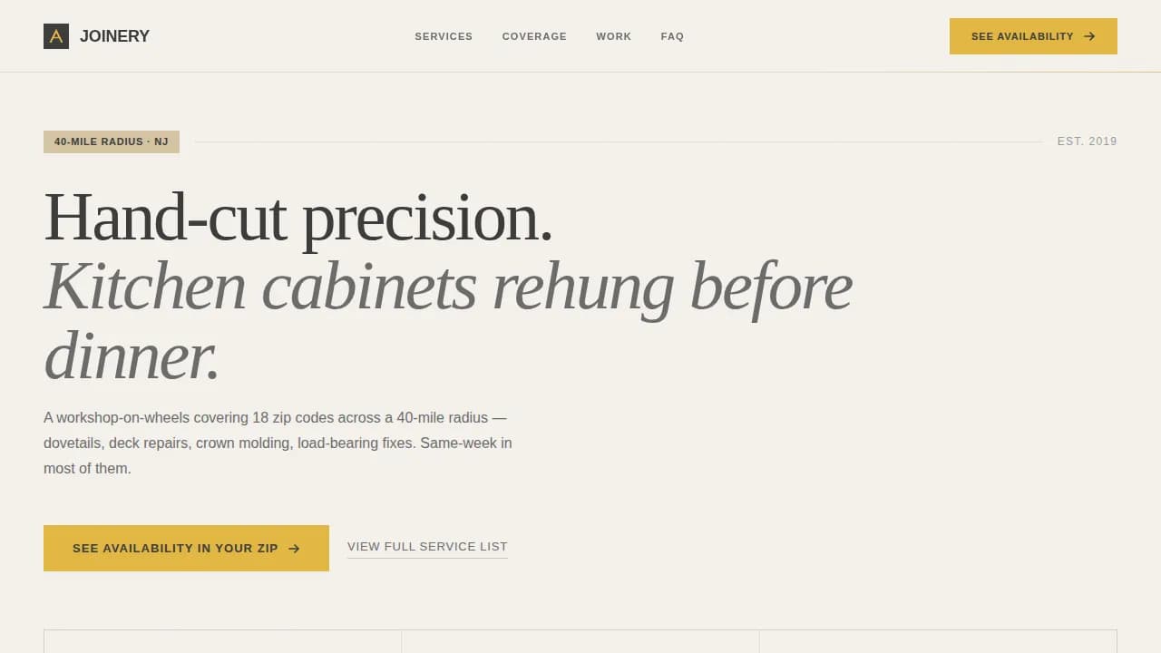 Carpenter Booking Website Template