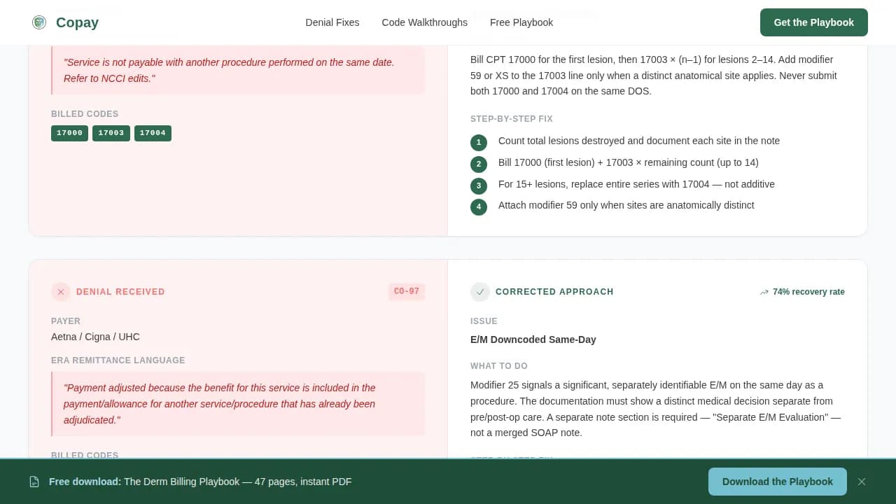 Revenue — Maximize Dermatology Claims Landing Page Template