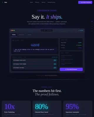 Sonic — Voice-First Content Management Landing Page Template