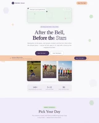 Score — Youth Soccer Program Landing Page Template