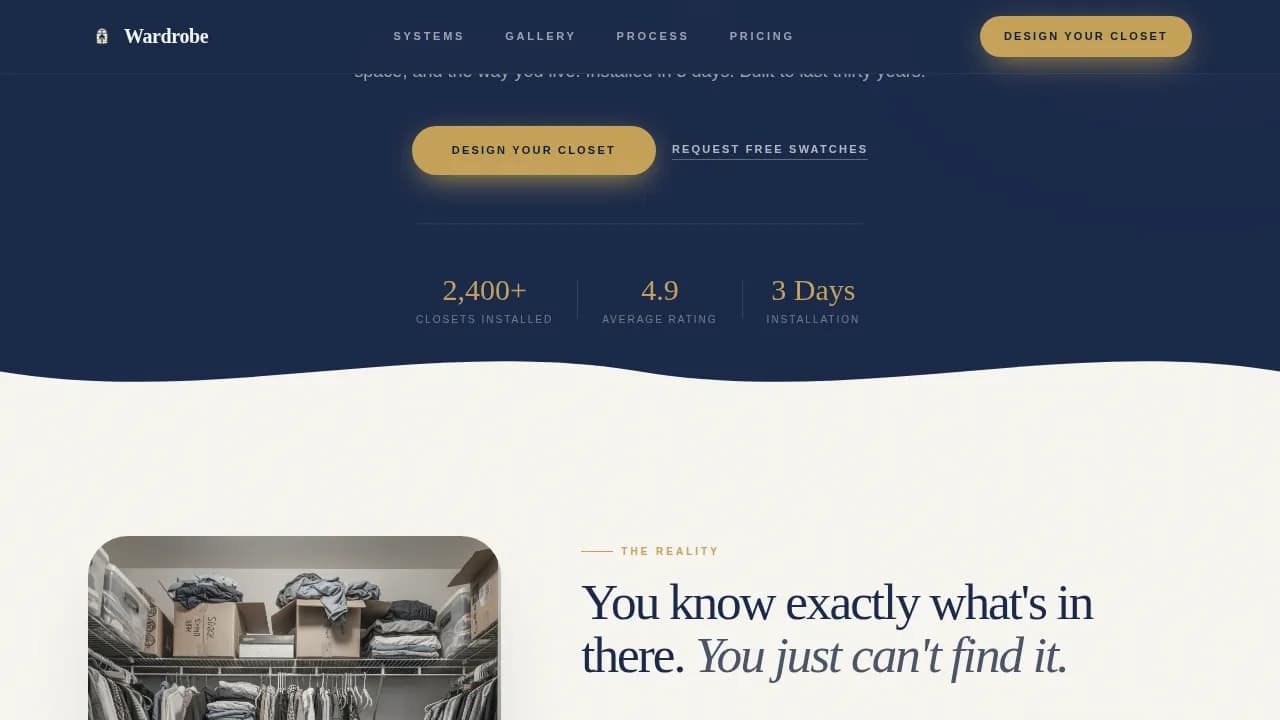 Walk-In Closet Renovation Pricing Website Template