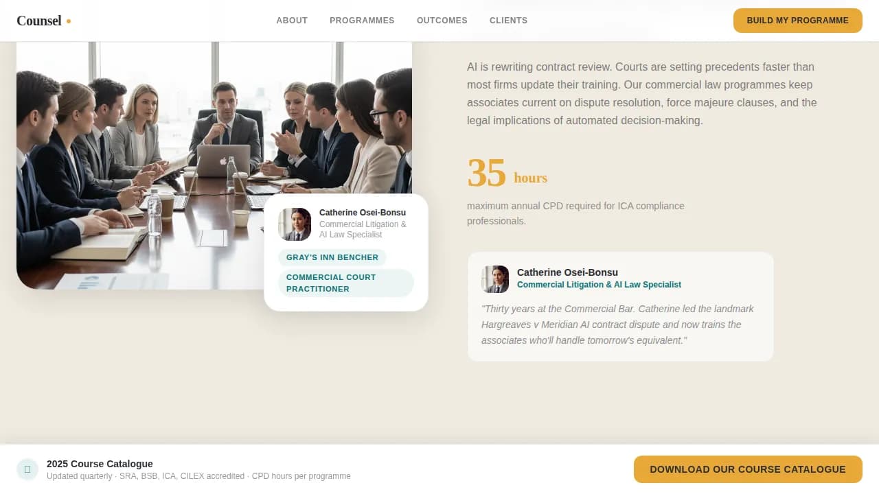 Advocate — Professional Legal Education Landing Page Template