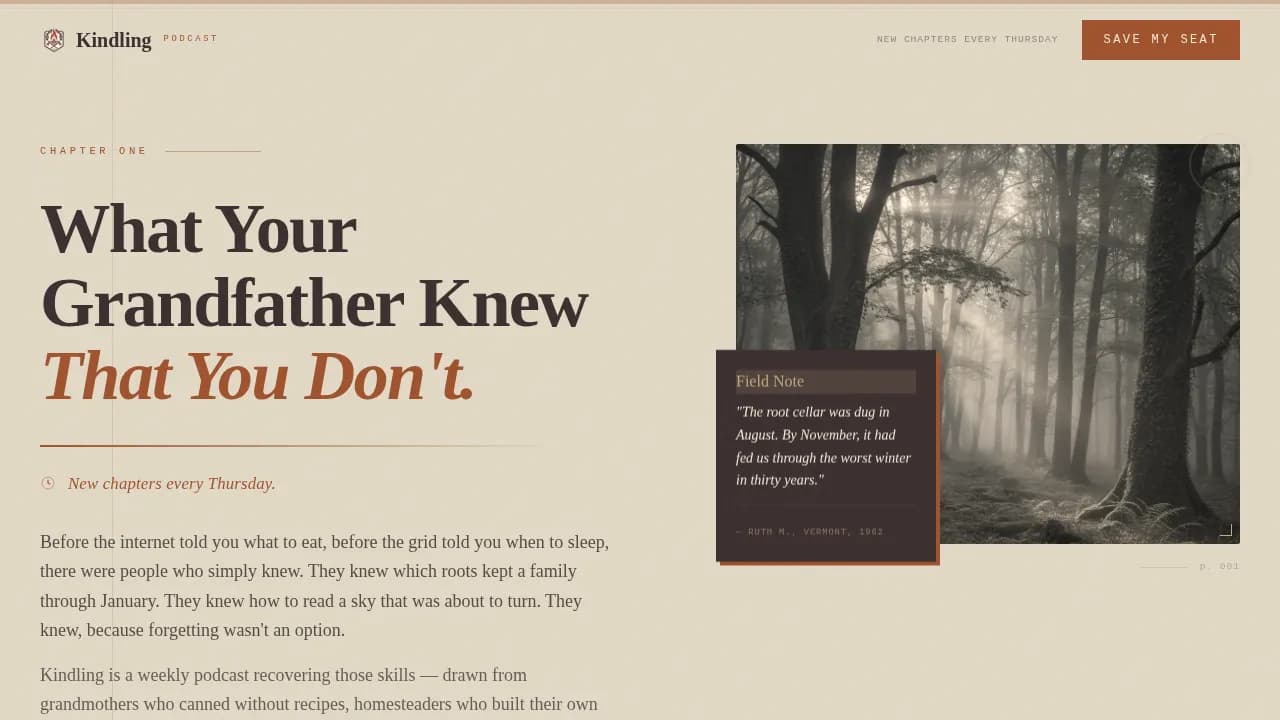 Ember — Authentic Wilderness Survival Landing Page Template