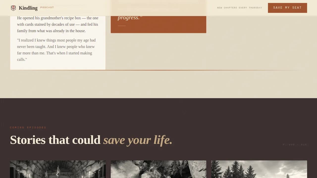 Ember — Authentic Wilderness Survival Landing Page Template