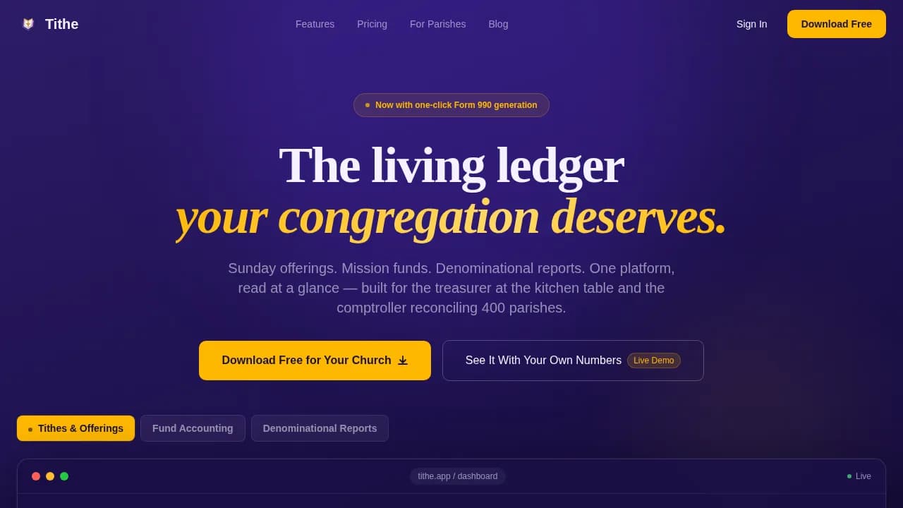 Alms — Smart Church Accounting Landing Page Template