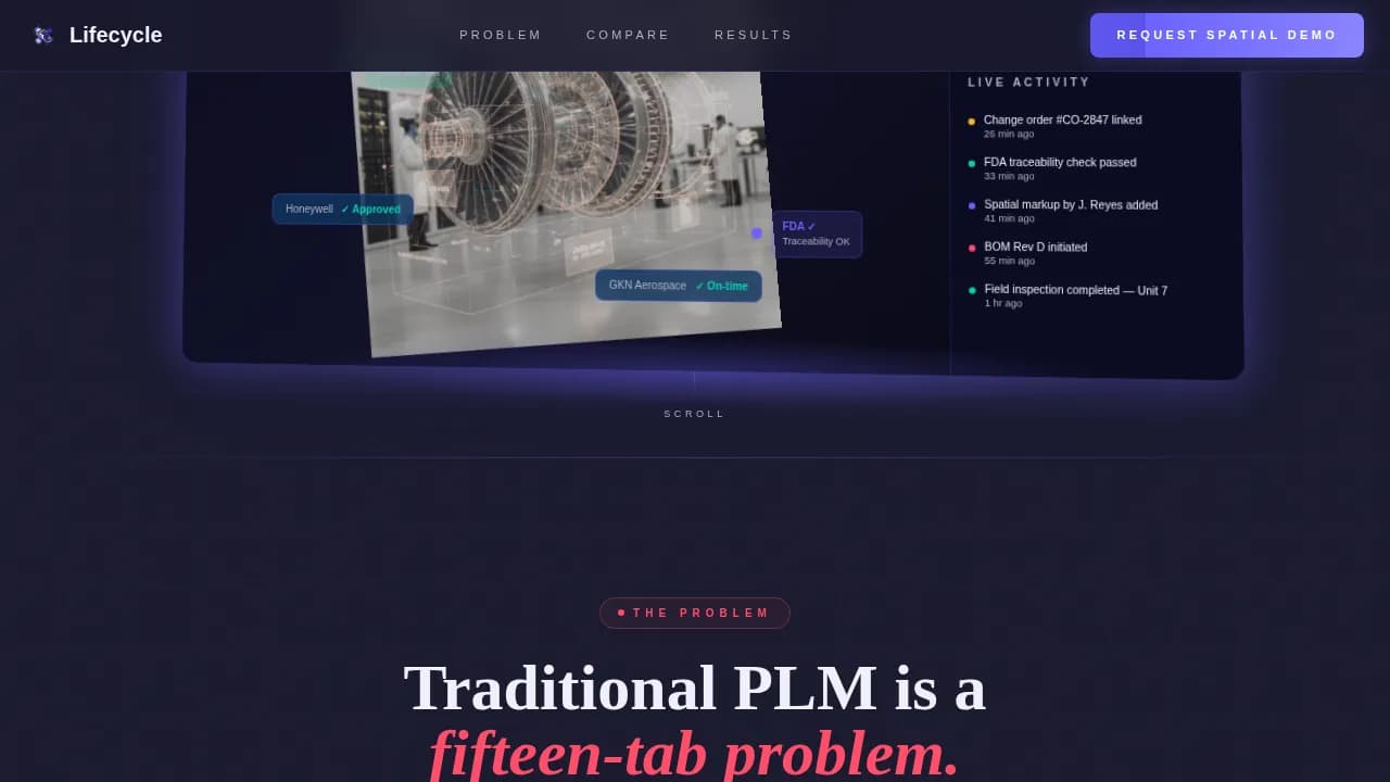 Lifecycle - AR-Enhanced PLM Comparison Table Landing Page Template